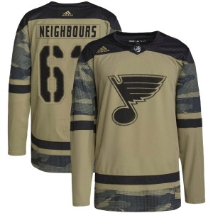Jake Neighbours St. Louis Blues Men's Adidas Authentic Camo Military Appreciation Practice Jersey