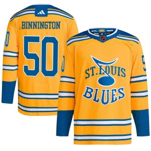 Jordan Binnington St. Louis Blues Men's Adidas Authentic Yellow Reverse Retro 2.0 Jersey