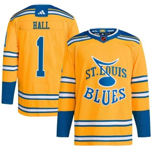 Glenn Hall St. Louis Blues Men's Adidas Authentic Yellow Reverse Retro 2.0 Jersey