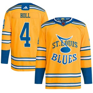 Justin Holl St. Louis Blues Men's Adidas Authentic Yellow Reverse Retro 2.0 Jersey