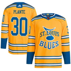 Jacques Plante St. Louis Blues Men's Adidas Authentic Yellow Reverse Retro 2.0 Jersey
