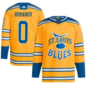 Georgi Romanov St. Louis Blues Men's Adidas Authentic Yellow Reverse Retro 2.0 Jersey
