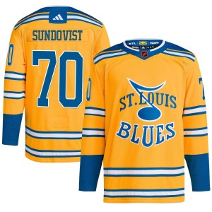 Oskar Sundqvist St. Louis Blues Men's Adidas Authentic Yellow Reverse Retro 2.0 Jersey