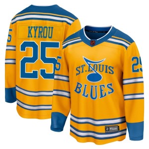 Jordan Kyrou St. Louis Blues Men's Fanatics Branded Yellow Breakaway Special Edition 2.0 Jersey