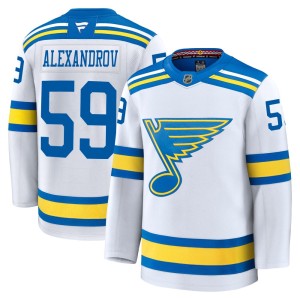Nikita Alexandrov St. Louis Blues Youth Fanatics Premium White Away 2025 Jersey