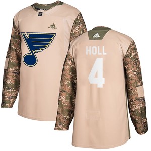 Justin Holl St. Louis Blues Men's Adidas Authentic Camo Veterans Day Practice Jersey