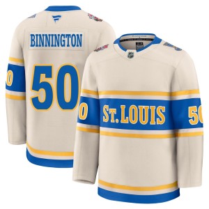 Jordan Binnington St. Louis Blues Youth Fanatics Premium Cream 2025 Winter Classic Jersey