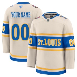 Custom St. Louis Blues Youth Fanatics Premium Cream 2025 Winter Classic Jersey