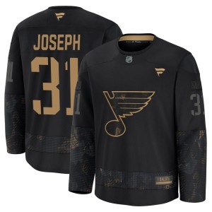 Curtis Joseph St. Louis Blues Youth Fanatics Premium Black 2024 Military Appreciation Practice Jersey