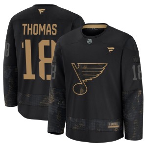 Robert Thomas St. Louis Blues Youth Fanatics Premium Black 2024 Military Appreciation Practice Jersey