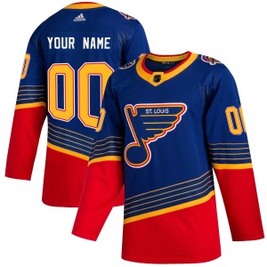 Custom St. Louis Blues Men's Adidas Authentic Blue 2019/20 Jersey