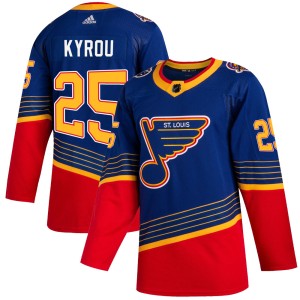 Jordan Kyrou St. Louis Blues Men's Adidas Authentic Blue 2019/20 Jersey