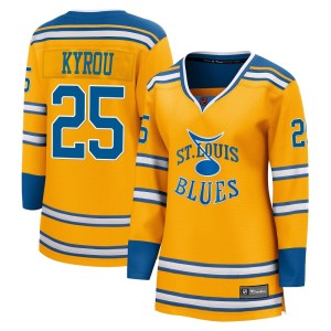 Jordan Kyrou St. Louis Blues Women's Fanatics Branded Yellow Breakaway Special Edition 2.0 Jersey