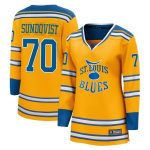 Oskar Sundqvist St. Louis Blues Women's Fanatics Branded Yellow Breakaway Special Edition 2.0 Jersey