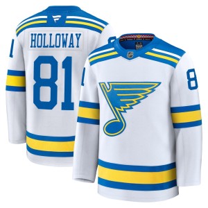 Dylan Holloway St. Louis Blues Men's Fanatics Premium White Away 2025 Jersey