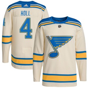 Justin Holl St. Louis Blues Men's Adidas Authentic Cream 2022 Winter Classic Player Jersey