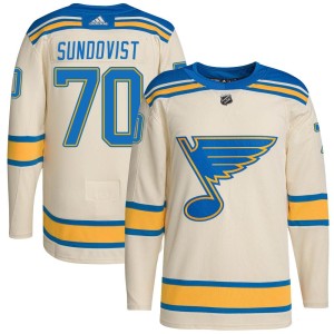 Oskar Sundqvist St. Louis Blues Men's Adidas Authentic Cream 2022 Winter Classic Player Jersey