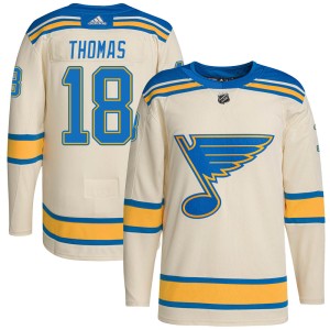 Robert Thomas St. Louis Blues Men's Adidas Authentic Cream 2022 Winter Classic Player Jersey