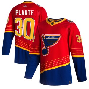 Jacques Plante St. Louis Blues Men's Adidas Authentic Red 2020/21 Reverse Retro Jersey