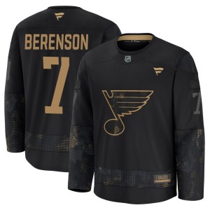 Red Berenson St. Louis Blues Men's Fanatics Premium Black 2024 Military Appreciation Practice Jersey
