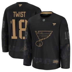 Tony Twist St. Louis Blues Men's Fanatics Premium Black 2024 Military Appreciation Practice Jersey