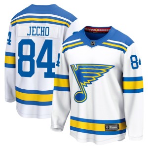 Adam Jecho St. Louis Blues Youth Fanatics White Breakaway Away 2025 Jersey