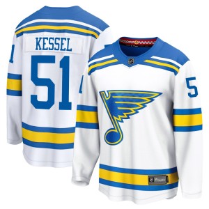 Matthew Kessel St. Louis Blues Youth Fanatics White Breakaway Away 2025 Jersey