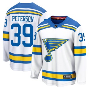 Dylan Peterson St. Louis Blues Youth Fanatics White Breakaway Away 2025 Jersey