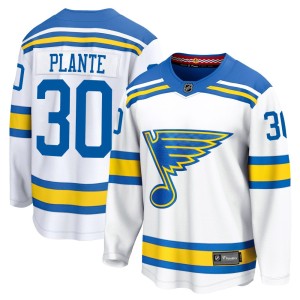 Jacques Plante St. Louis Blues Youth Fanatics White Breakaway Away 2025 Jersey