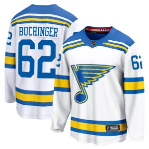 Michael Buchinger St. Louis Blues Men's Fanatics White Breakaway Away 2025 Jersey