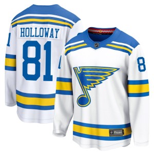 Dylan Holloway St. Louis Blues Men's Fanatics White Breakaway Away 2025 Jersey