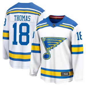 Robert Thomas St. Louis Blues Men's Fanatics White Breakaway Away 2025 Jersey
