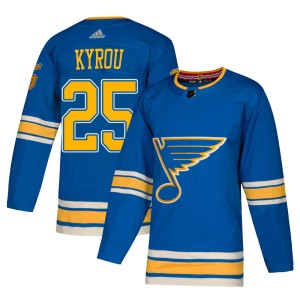 Jordan Kyrou St. Louis Blues Men's Adidas Authentic Blue Alternate Jersey