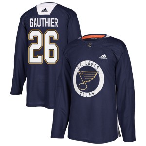 Julien Gauthier St. Louis Blues Youth Adidas Authentic Blue Practice Jersey