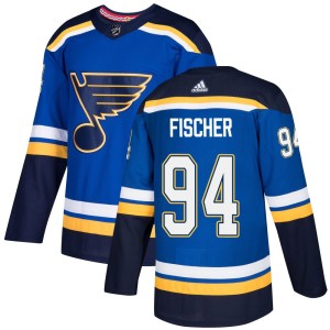 Lukas Fischer St. Louis Blues Youth Adidas Authentic Blue Home Jersey