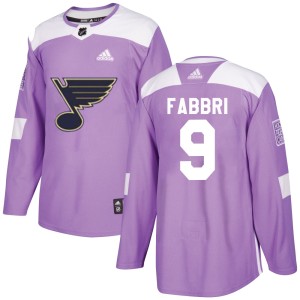 Robby Fabbri St. Louis Blues Men's Adidas Authentic Purple Hockey Fights Cancer Jersey