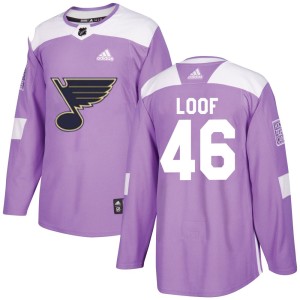 Leo Loof St. Louis Blues Men's Adidas Authentic Purple Hockey Fights Cancer Jersey