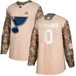 Georgi Romanov St. Louis Blues Youth Adidas Authentic Camo Veterans Day Practice Jersey