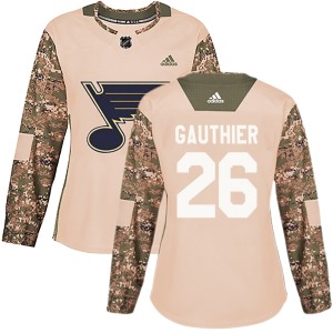 Julien Gauthier St. Louis Blues Women's Adidas Authentic Camo Veterans Day Practice Jersey