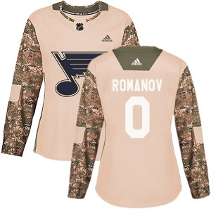 Georgi Romanov St. Louis Blues Women's Adidas Authentic Camo Veterans Day Practice Jersey