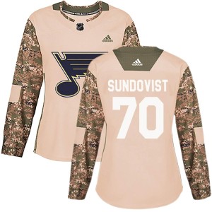 Oskar Sundqvist St. Louis Blues Women's Adidas Authentic Camo Veterans Day Practice Jersey