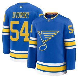 Dalibor Dvorsky St. Louis Blues Men's Fanatics Premium Blue Home 2025 Jersey