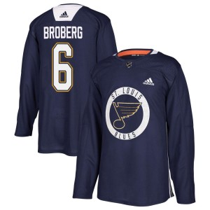 Philip Broberg St. Louis Blues Men's Adidas Authentic Blue Practice Jersey