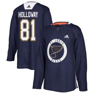 Dylan Holloway St. Louis Blues Men's Adidas Authentic Blue Practice Jersey