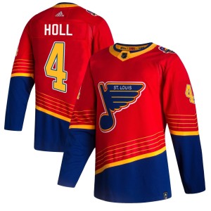 Justin Holl St. Louis Blues Youth Adidas Authentic Red 2020/21 Reverse Retro Jersey