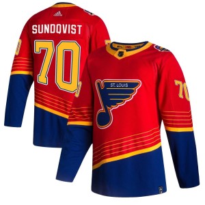Oskar Sundqvist St. Louis Blues Youth Adidas Authentic Red 2020/21 Reverse Retro Jersey
