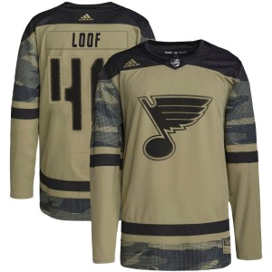 Leo Loof St. Louis Blues Youth Adidas Authentic Camo Military Appreciation Practice Jersey