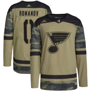 Georgi Romanov St. Louis Blues Youth Adidas Authentic Camo Military Appreciation Practice Jersey