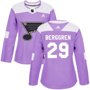 Jonatan Berggren St. Louis Blues Women's Adidas Authentic Purple Hockey Fights Cancer Jersey