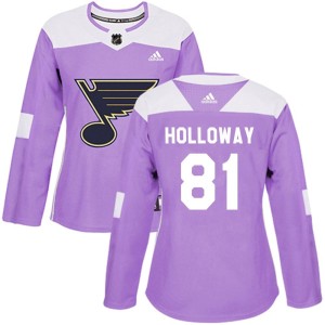 Dylan Holloway St. Louis Blues Women's Adidas Authentic Purple Hockey Fights Cancer Jersey